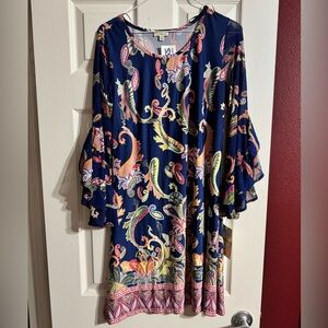 Koi 🐡Fish & Paisley Print Blue Dress